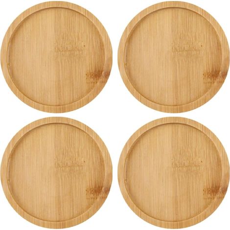 Posavasos, bandejas para velas, tapas de madera: juego de 4 posavasos, candelabros de madera, velas de bautizo, bandejas redondas para velas (1/5)
