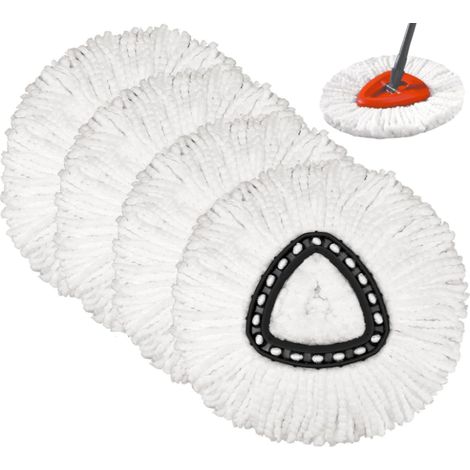 Lot de 4 têtes de balai rotatives, compatibles avec le balai Vileda O-Cedar Spin Mop. Nettoyage facile. Recharges. Têtes de balai en microfibre, rotation à 360°.