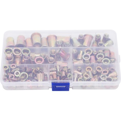 Coffret de 150 écrous à sertir zingués et colorés M3 M4 M5 M6 M8 M10 (1/5)