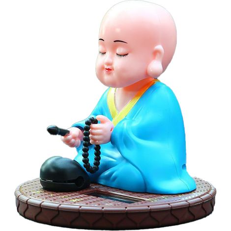 moine solaire décoratif statuette de Bouddha hochant et (1/5)