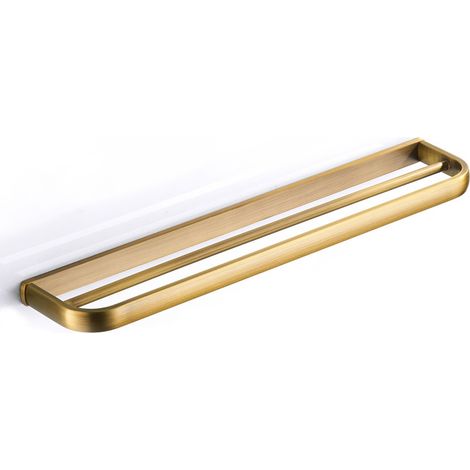 Toallero mural de latón, doble barra, para baño y cocina, 57 cm (bronce antiguo) (1/5)