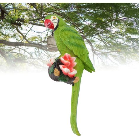 Décor mural sculptural - Sculpture en résine d'un demi-visage de parrot pour salon jardin balcony wall tree - 34cm - 1x (1/4)