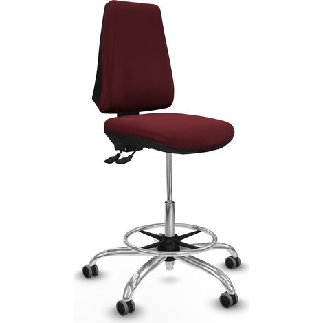 Taburete Elche AS similpiel granate base cromada ruedas 65mm engomadas