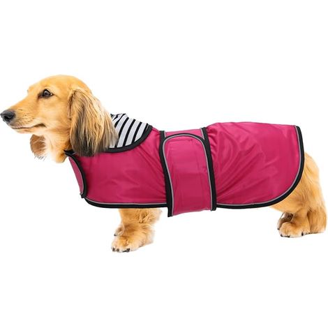 Imperméable Veste pour Chien Teckel réglable et légère Manteau avec Sangles réfléchissantes et Trou pour Harnais Vêtement pour Petit Moyen Gros Chiens Rose XL (1/4)