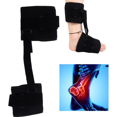 Attelle de cheville pour pied tombant - Orthèse de rééducation pour entorses et fractures - Stabilisateur noir ajustable (1/5)