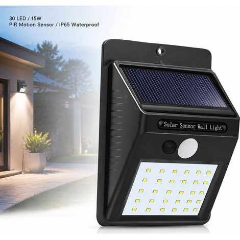 Toivize-Lampe Solaire Murale 30LED - Détecteur Mouvement - Étanche IP65 - Noir ABS - Éclairage Jardin Cour Extérieur (1/4)