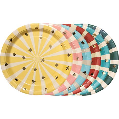 Platos de circo a rayas, 18 x 18 cm, 6 unidades. (1/5)