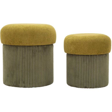 PUFF WITH STORAGE ASPEN GREEN SET 2 PCS CM Ø 42X44-35X37