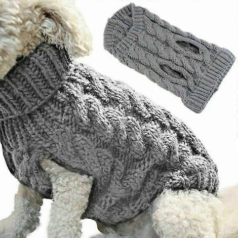Suéter cálido para perros y gatos, ropa de invierno, cuello alto, tejido de punto, ropa para mascotas, gatos y cachorros, disfraz para perros pequeños, gatos y chihuahuas, chaleco gris. (1/5)