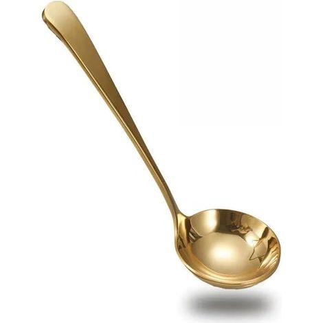 Louche à soupe - 1 pièce - Acier inoxydable 304 - Finition miroir - Pour bouillon et sauces - Or - 20 cm (1/5)