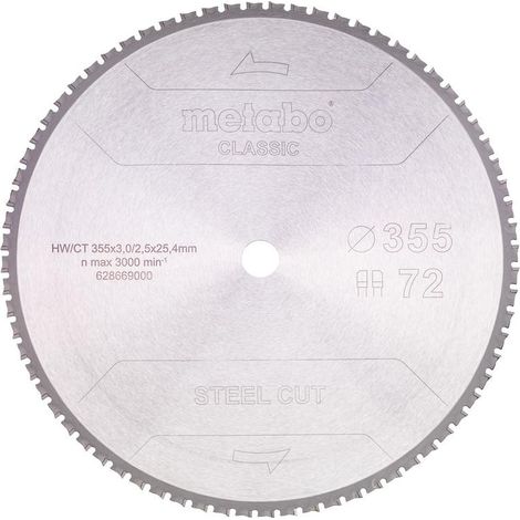 Lame de scie « steel cut - classic », 355x3,0/2,5x25,4 Z72 FZFA/FZFA 4° (628669000)