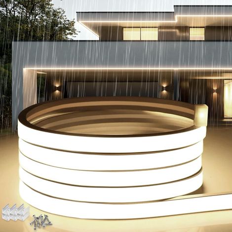 Neon Ruban LED Exterieur 3m, Silicone Néon Bandeau Led 220V Exterieur Etanche Ignifuger IP65 Bande LEDs DIY Flexible Blanc Naturel 4000K Découpable Rubans à Leds 120LED/m Avec Alimentation (1/5)