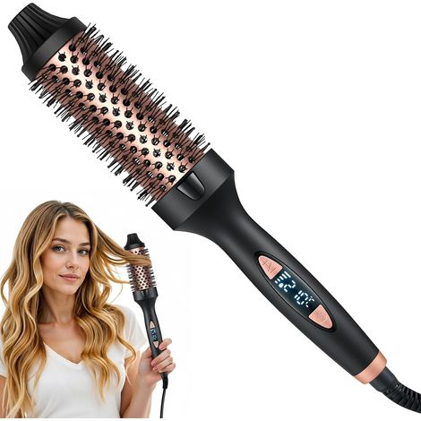 Thermal Brush Brosse Thermique Brushing 38mm, Brosse Chauffante Céramique 5 Températures 130-210°C, Écran LED, Anti-Frisottis, Brosse Bouclante Electrique Pour Volume et Boucles Souples (1/5)