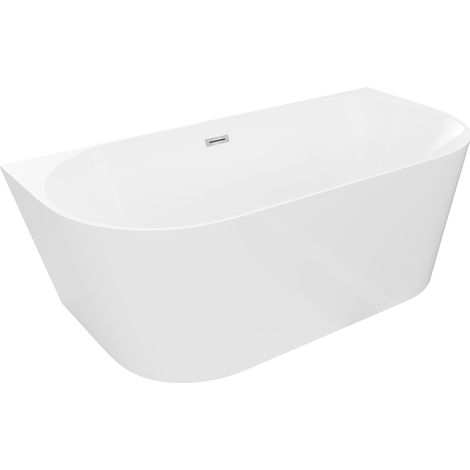 Mexen Oval Slim baignoire autoportante adossée 170 x 80 cm, blanche, trop-plein chromé - 52661708000-01 (1/3)