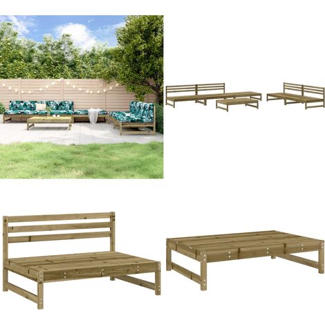 6-tlg. Garten-Lounge-Set Imprägniertes Kiefernholz - Gartensessel - Gartenloungeseset - Rattan Möbel - Outdoor Furniture - Kiefernholzmöbel - Home & Living (1/5)