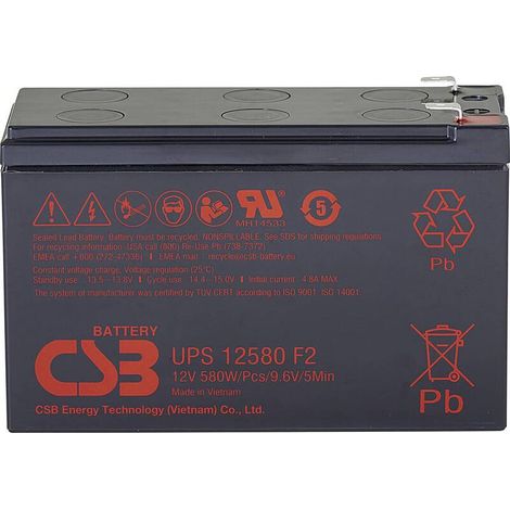 [GEBRAUCHT] B-Ware Csb Bleiakku Batterie Ups12580 Hochstromfest 12 V Agm Wartungsfrei Flachstecker (1/2)