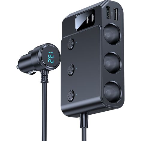 Allume-cigare D13 1 vers 3 avec interface multifonction USB 3.0 et PD - Chargeur multi-appareils pour voiture (1/3)