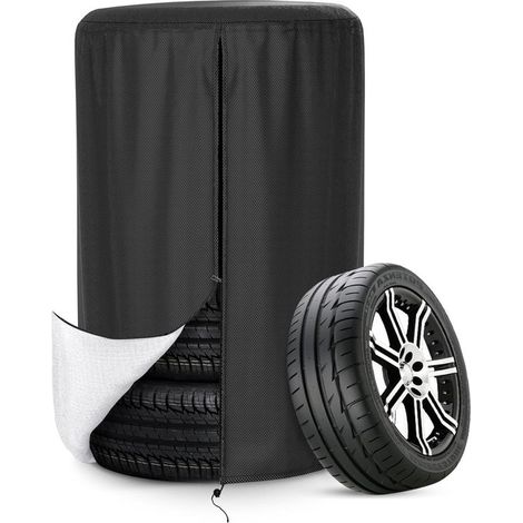Copertura per pneumatici - Borsa portaoggetti impermeabile e antipolvere per rimorchio, SUV, camion, con cerniera, nera, fino a 27" (1/5)
