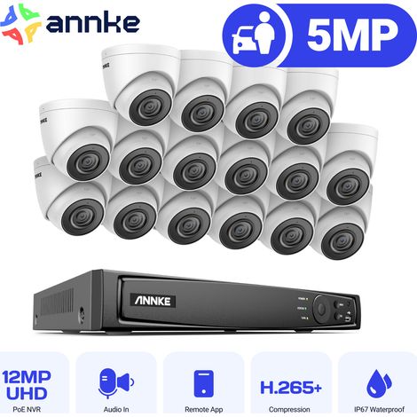 ANNKE 16CH Sistema de Videovigilancia NVR 16 Cámaras Inteligentes IR Visión Nocturna Cámara Exterior Kit de Videovigilancia Acceso Remoto (1/5)