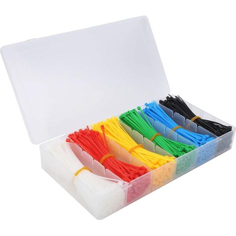 900pcs Multicolor Self‑Locking Nylon Cable Ties for Organizing, (1/5)