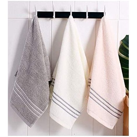Ensembles de serviettes 3 essuie-mains serviettes de bain 34x74 cm serviettes en coton lingettes roses, blanches et grises serviettes absorbantes pour cuisine salle de bain (1/5)