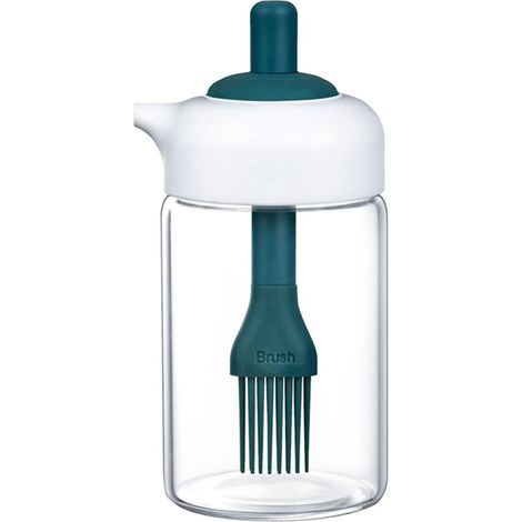Distributeur d'Huile en Verre Presse 1 Pièce avec Brosse Intégrée Vert Foncé Récipient pour Huile Vinaigre et Sauce Soja Bouteille Cuisine Pratique pour Barbecue et Cuisson (1/5)