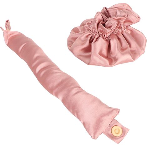 Lot Satin Coiffure Sans Chaleur Bun Tourbillonnant Portable Doux pour Cheveux Longs Rose Poussiéreuse Curling Nuit Accessoire (1/5)