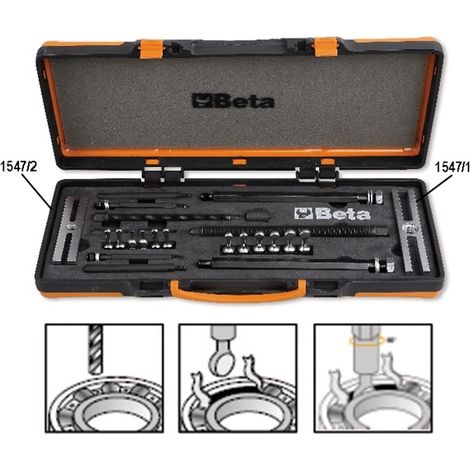 Beta – Extracteur de moyeux de roue – Extraction rapide et sûre – Roulements 1547/1 6011-6014, 6206-6211, 6303-6308 – Pour billes Ø 5-12,5 mm
