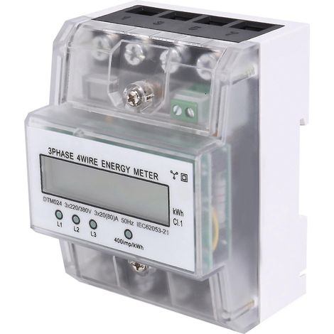 Dreiphasen-4-Leiter-Energiezähler, 220/380 V, 20–80 A, kWh-Energieverbrauch, Schienenmontage, Digitalanzeige