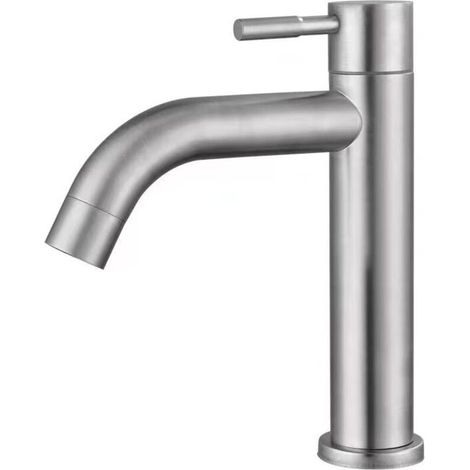Armatur, gebürsteter Edelstahl-Einzelarmatur für Kaltwasser, Waschtischarmatur, Wasserarmatur mit Schlüsselmechanismus, Badezimmeraccessoire, geeignet für Küchen und Badezimmer (Einzel-Wannen-Kaltwass