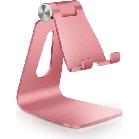 Support de téléphone réglable - Support de bureau en aluminium compatible avec les téléphones (modèle Z4, or rose) (1/2)