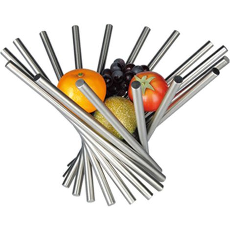 Corbeille à fruits en acier inoxydable poli, plateau à fruits de style européen (1/5)