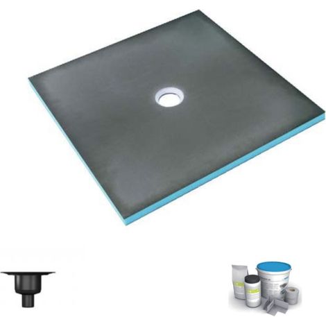 Receveur de douche à carreler 90 x 90 WEDI Fundo Primo carré écoulement centrée + bonde verticale + kit d'étanchéité
