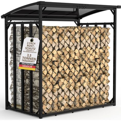 Kaminholzregal außen Metall mit Abdeckplane VERZINKT 185cm x 105cm x 185cm Stapelhilfe Brennholz Garten 50 kg (1/5)