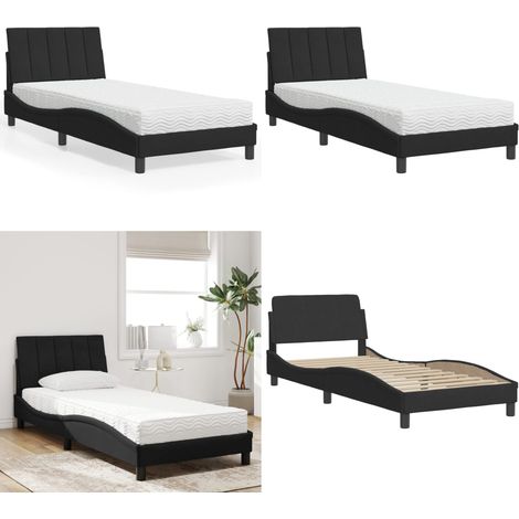 Lit avec matelas noir 80x200 cm velours - Lit Double - Lit Design - Lit Capitonné - Lit Velours - Literie - Home & Living (1/5)