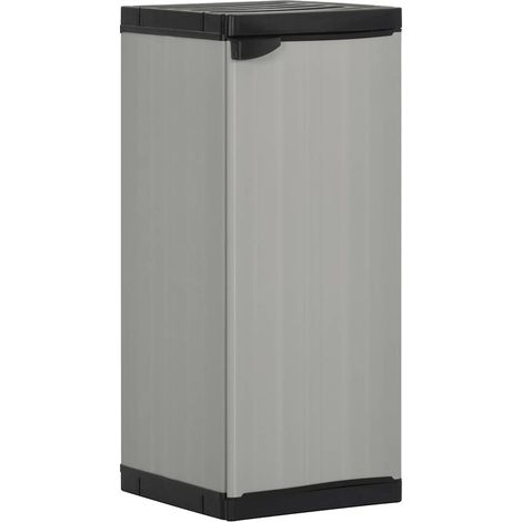Armoire de rangement de jardin 1 porte, 1 étagère PVC PP gris/noir 35 x 40 x 85 cm - PANGIVO (1/5)