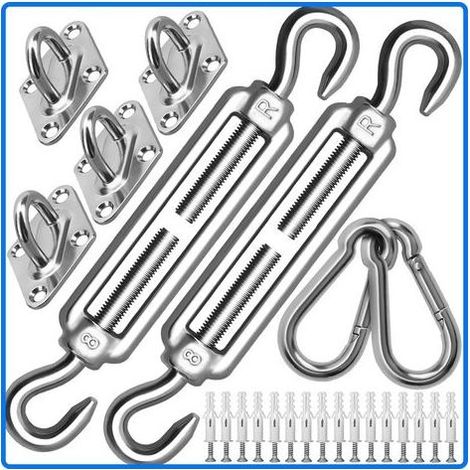 Kit de Fixation de Voile d'ombrage M8 très résistant, kit de Fixation pour auvent en Acier Inoxydable 304 pour Triangle et carré, kit d'accessoires (1/5)