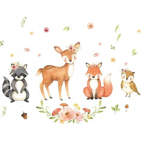 PEGATINA DE PARED DE ANIMALES DEL BOSQUE PARA DORMITORIO (1/4)