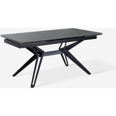 Ausziehbarer Esstisch aus Keramik und Metall 160/240x90 Iulius - Grau - Calacatta-Marmor (1/5)