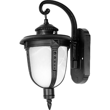 Lampada Parete Lanterna Esterno Giardino Applique Muro Vintage Nera 60W E27 A3-S (1/5)