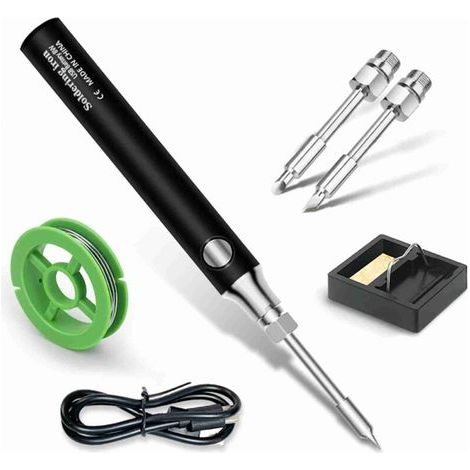Kit de fer à souder, outils de soudage 8 W avec température réglable de 330 à 450 ℃, fer à souder électrique, câble de charge USB, support de soudure, pour soudure (1/5)