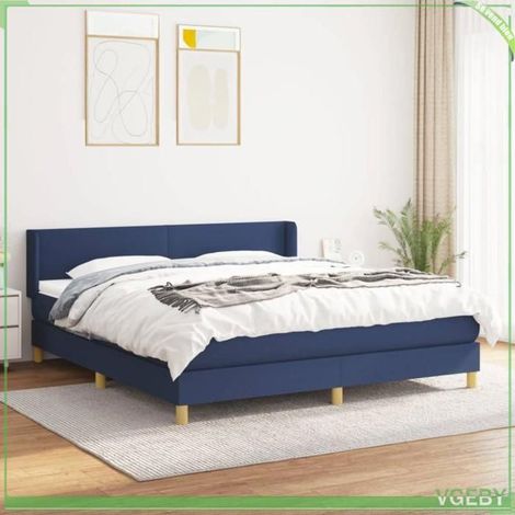 Lit avec sommier à lattes - Mod. 3130127 - Bleu 160x200 cm - Matelas 20 cm ressorts ensachés - Sommier bois (1/5)