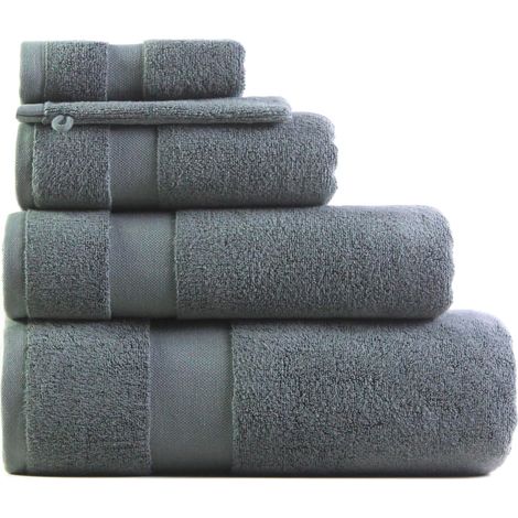 Lot de 4 Gants de Toilette en Coton ,650Gsm, Gris,3434cm (1/2)