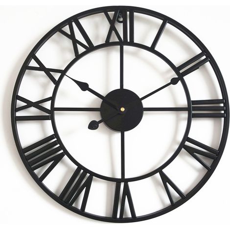Wanduhr im Vintage-Stil, 45 cm, leise, römische Ziffern, tickt nicht, Metall, Heimdekoration für Wohnzimmer, Küche, Café, Hotel, Büro