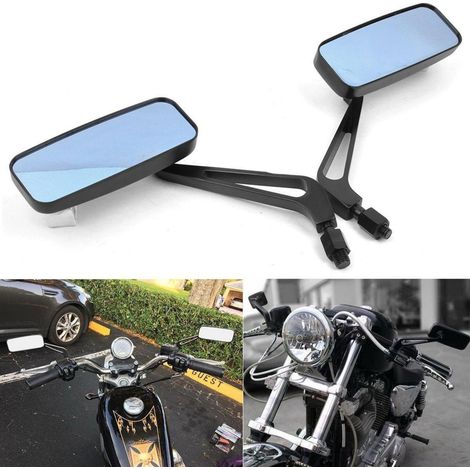 Motorrad Rückspiegel Rechteckig Aluminium Schwarz 8mm 10mm Universal (1/5)