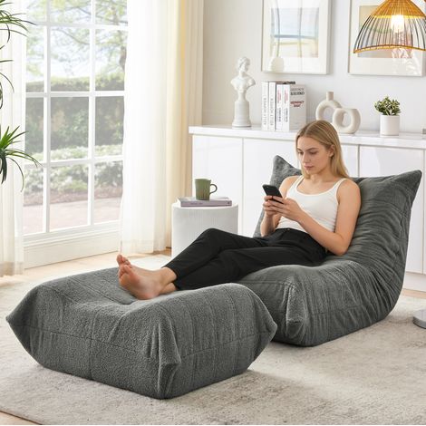CHICFURN Divano letto 140 x 85 x 67 cm in tessuto grigio scuro con tasche laterali (1/5)