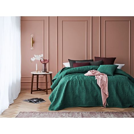 Dessus de lit Moderne 170 x 210 cm 2 Personnes matelassé idéal comme jeté de canapé ou Couvre-lit Vert foncé (1/5)