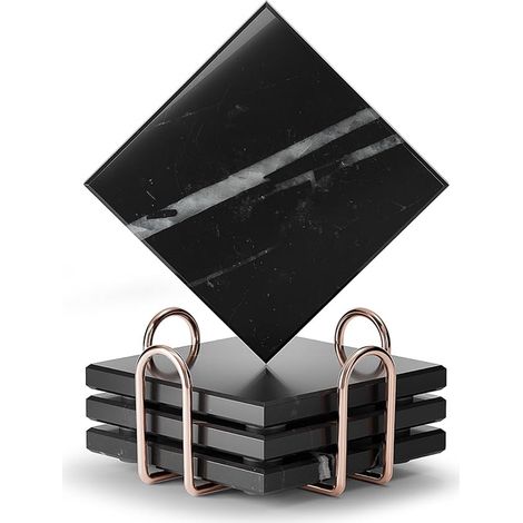 Dessous de Verre carrés marbre Naturel Noir (1/4)