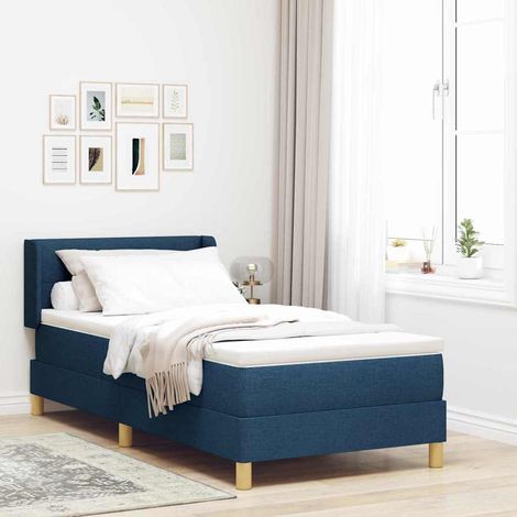 vidaXL Letto a molle con testiera Blu 200 x 80 cm Tessuto (1/5)