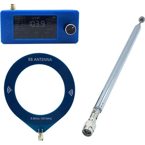 Geeignet für das tragbare Radio SI4732 0,5-108 MHz LSB USB AM/FM FM/AM, mit 2 Antennen, Vollband-Radioempfänger, blau.